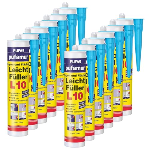 12x PUFAS Pufamur Fugen und Flächen Leichtfüller L10 310ml, inklusive kör4u Tülle (12) von kör4u