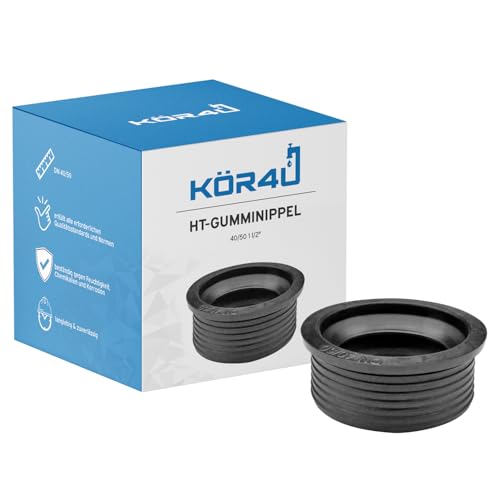 kör4u Siphon Spültisch Waschtisch Dichtung, 40x50mm, schwarz, Manschette, Gummimanschette, Gumminippel für Abflussrohr von kör4u