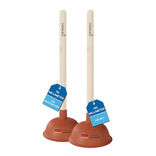 kör4u 2er Set Pömpel, 110 und 140mm, optimal geeignet für die Toilette, Bad, Küche, Dusche und Waschbecken, Starke Saugleistung von kör4u
