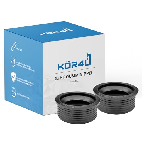 kör4u 2er Set Siphon Spültisch Waschtisch Dichtung, 40x50mm, schwarz, Manschette, Gummimanschette, Gumminippel für Abflussrohr von kör4u