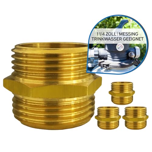 kör4u 4x Doppelnippel Messing, 1 1/4 Zoll x 1 1/4 Zoll, Außengewinde, Verbindungsstück, Doppelanschluss, Trinkwasser geeignet kör4u 4x Doppelnippel Messing, 1 1/4 Zoll x 1 1/4 Zoll, Außengewinde, Verbindungsstück, Doppelanschluss, Trinkwasser geeignet von kör4u