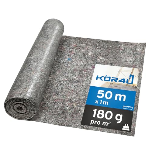 kör4u Abdeckvlies 50m Rolle, Abdeckung und Schutz für Boden beim Streichen Renovieren, Malervlies mit 180g, Heimwerkerbedarf von kör4u