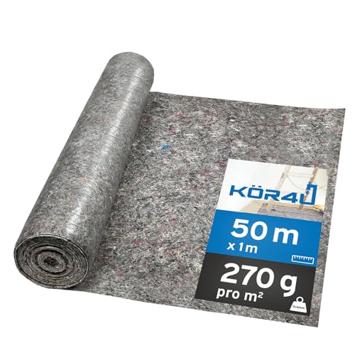 kör4u Abdeckvlies 50m Rolle, Abdeckung und Schutz für Boden beim Streichen Renovieren, Malervlies mit 270g, extra stark für Maler Malerbedarf von kör4u