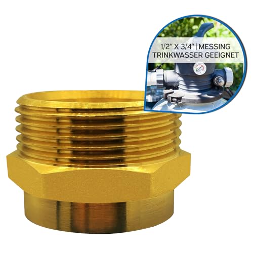 kör4u Doppelnippel reduziert Messing 1/2 Zoll x 3/4 Zoll, Verbindungsstück, Reduziernippel, Gewinde Fitting von kör4u
