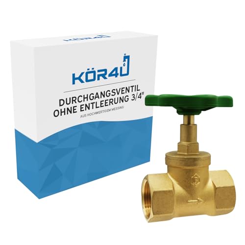 kör4u Durchgangsventil 3/4 Zoll, Messing, PN10, beidseitigem Innengewinde, Trinkwasser geeignet (3/4" ohne Entleerung) von kör4u