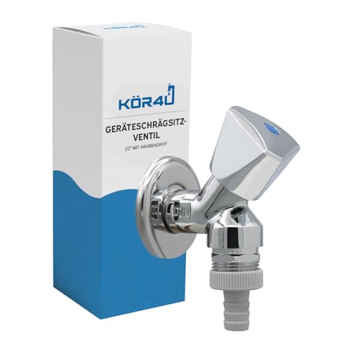 kör4u Geräteschrägsitzventil mit Haubengriff 1/2 Zoll, verchromt, mit Rückflussverhinderer, integrierter Rohrbelüfter, geeignet für Waschmaschine oder Spülmaschine von kör4u