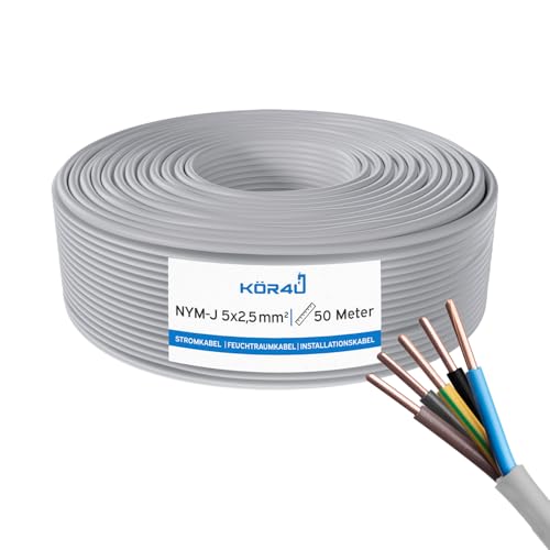 kör4u NYM-J 5 x 2,5 mm² – 50m, Installationskabel, Mantelleitung, Stromkabel für Elektroinstallation, Feuchtraumkabel, DIN VDE 0250-204 kör4u NYM-J 5 x 2,5 mm² – 50m, Installationskabel, Mantelleitung, Stromkabel für Elektroinstallation, Feuchtraumkabel, DIN VDE 0250-204 von kör4u