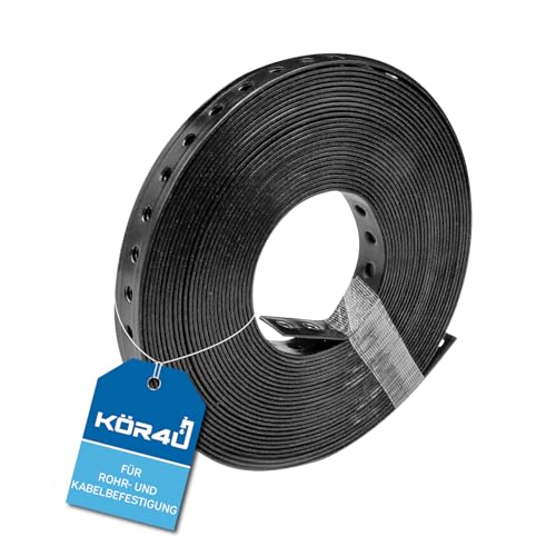 kör4u Montagelochband 19mm x 10m, Lochband kunststoffummantelt und flexibel, Montageband zur Befestigung von Kabeln, Rohren und Leitungen von kör4u