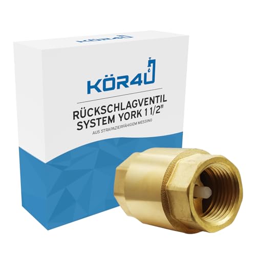 kör4u Rückschlagventil System York 1 1/2 Zoll, Messing, PN10, beidseitigem Innengewinde, Trinkwasser geeignet (1 1/2") von kör4u