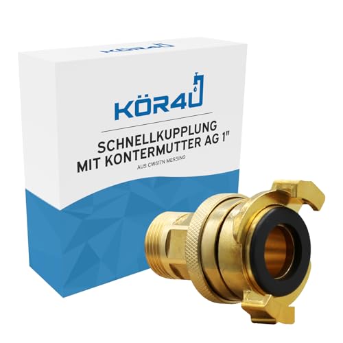 kör4u Schnellkupplung, 1 Zoll, mit Kontermutter und SW 24 Außengewinde, aus Messing von kör4u