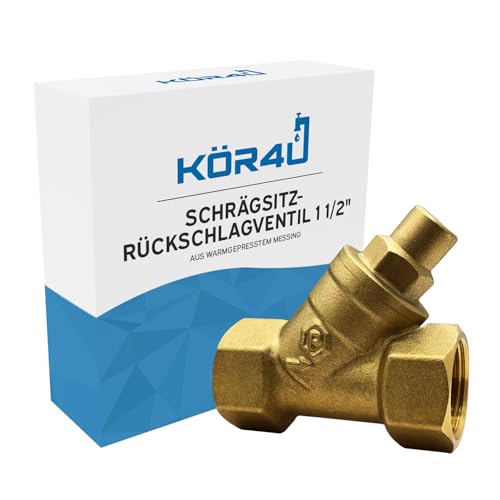 kör4u Schrägsitz-Rückschlagventil 1 1/2 Zoll, Messing, PN10, mit Innengewinde (1 1/2") von kör4u