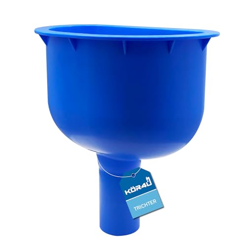 kör4u Trichter für Prüfstück, blau, mit Keilplastring, 23,2 x 24 x 15,2 cm, für Ableitung und Entsorgung von Bau- und Schmutzwasser von kör4u
