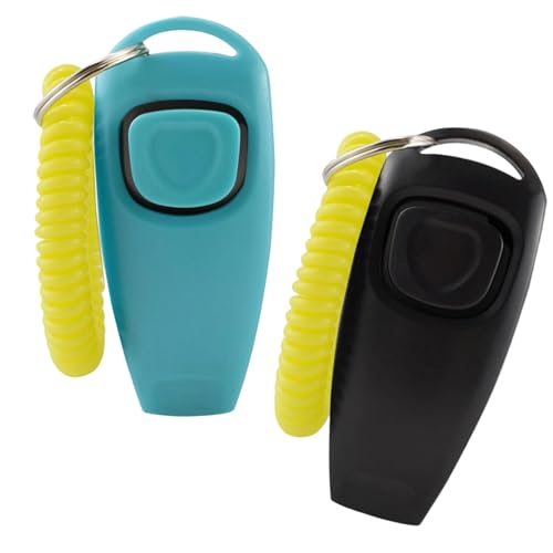 2-teiliges Hundetrainings-Clicker- und Pfeifen-Set – 2-in-1-Hundeklicker für Rückruf, Gehorsam, Beweglichkeit und Verhaltenstraining, für Welpen, kleine und große Hunde von kofihety