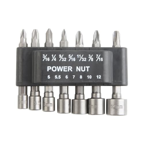 7 x Sechskantschaft Steckschlüssel-Schraubendreher Power Nut Driver Drill Bit Schraubendreher Verlängerungsstange Einsatz Zubehör Motorradschlüssel von kokdid