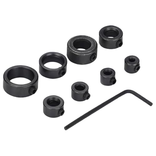 Bohrer-Tiefenanschlag-Kragen-Set, verstellbare Positionierringe, Spaltringe, 3–16 mm, mit Schraubenschlüssel für Holzbearbeitungswerkzeuge, Bohrwellenbegrenzung, 8 Stück von kokdid