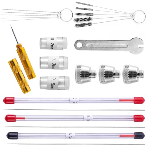 Professionelle Airbrush-Messing-Düsenkappen, Reinigungswerkzeug, Bürsten, Nadelschlüssel-Set für HD130 BD13-Serie, 21-teiliges Reinigungsset mit Schraubenschlüssel von kokdid