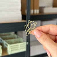 Goldene Büroklammern Tulpe | 5 Stück Metall Binder Clips Stationery von kokoandlynn