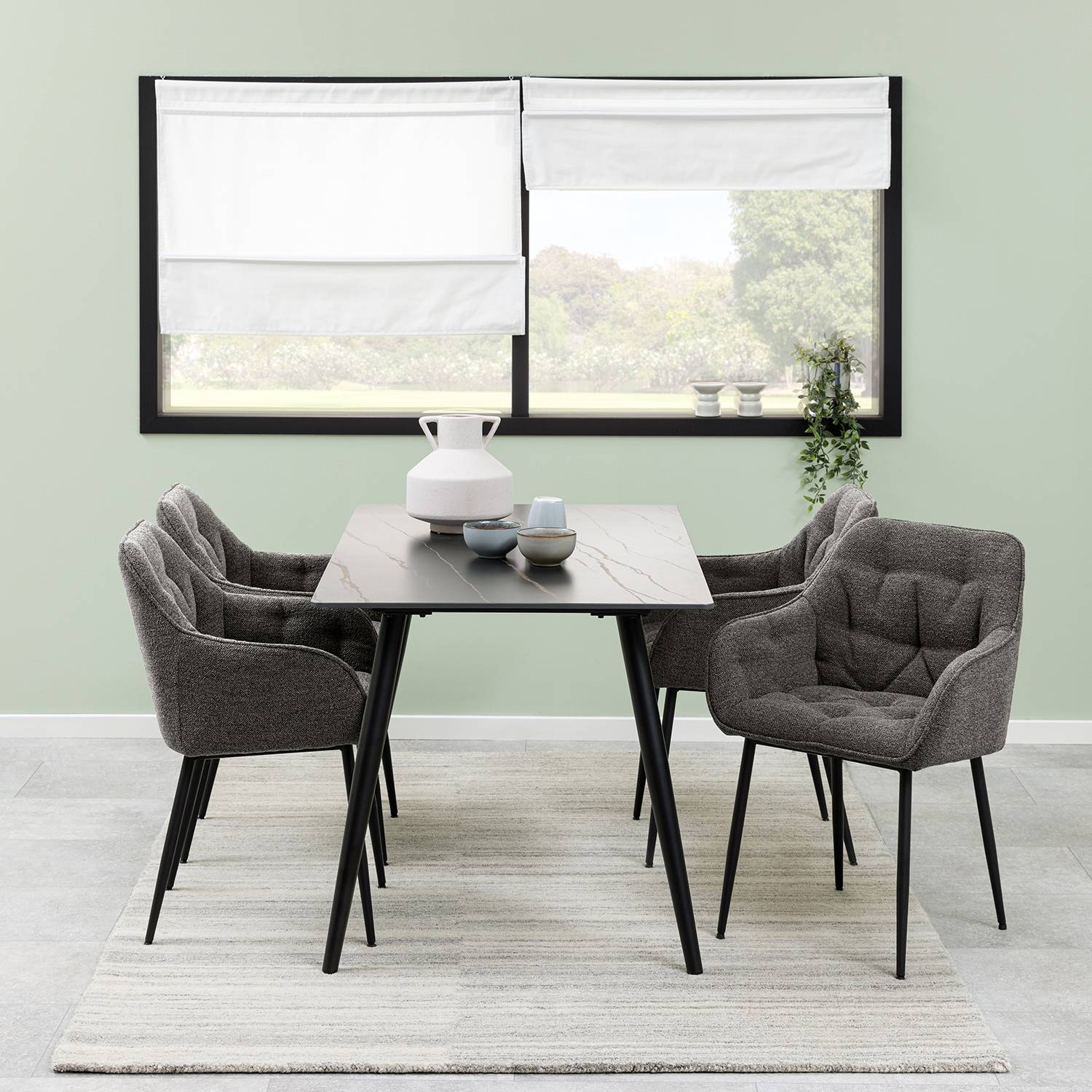 home24 Armlehnenstuhl Magrin 2er-Set 58 x 83 x 55cm Bouclé Stoff Moena: Anthrazit Grau home24 Armlehnenstuhl Magrin 2er-Set 58 x 83 x 55cm Bouclé Stoff Moena: Anthrazit Grau von home24