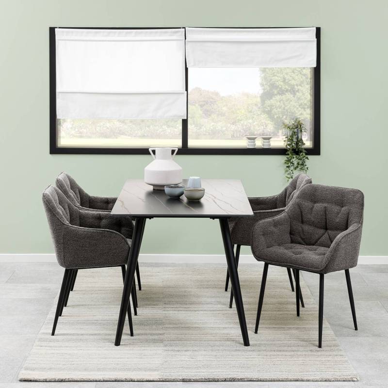 home24 Armlehnenstuhl Magrin 2er-Set 58 x 83 x 55cm Bouclé Stoff Moena: Anthrazit Grau home24 Armlehnenstuhl Magrin 2er-Set 58 x 83 x 55cm Bouclé Stoff Moena: Anthrazit Grau von home24