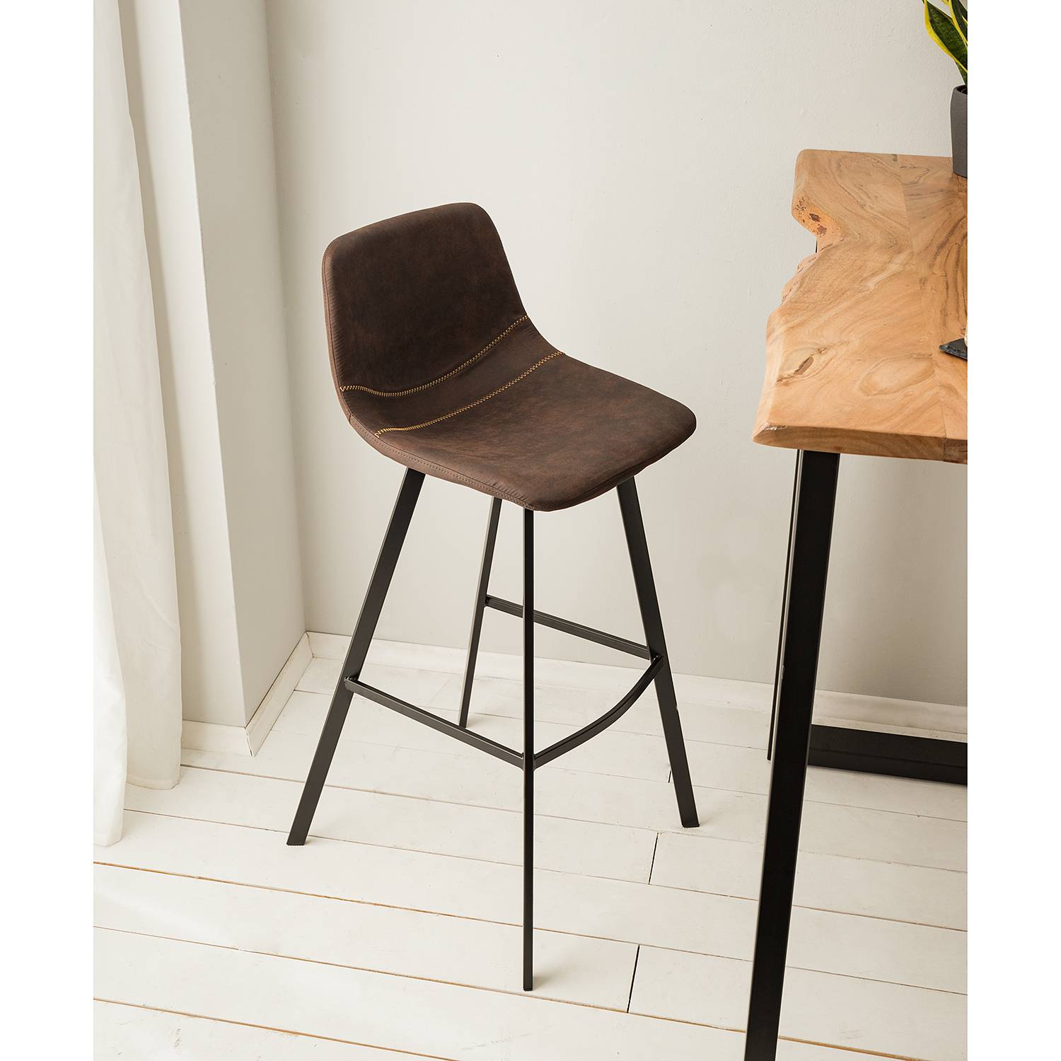 home24 Barstuhl Luhi (2er-Set) 44 x 104 x 55cm Espresso von home24