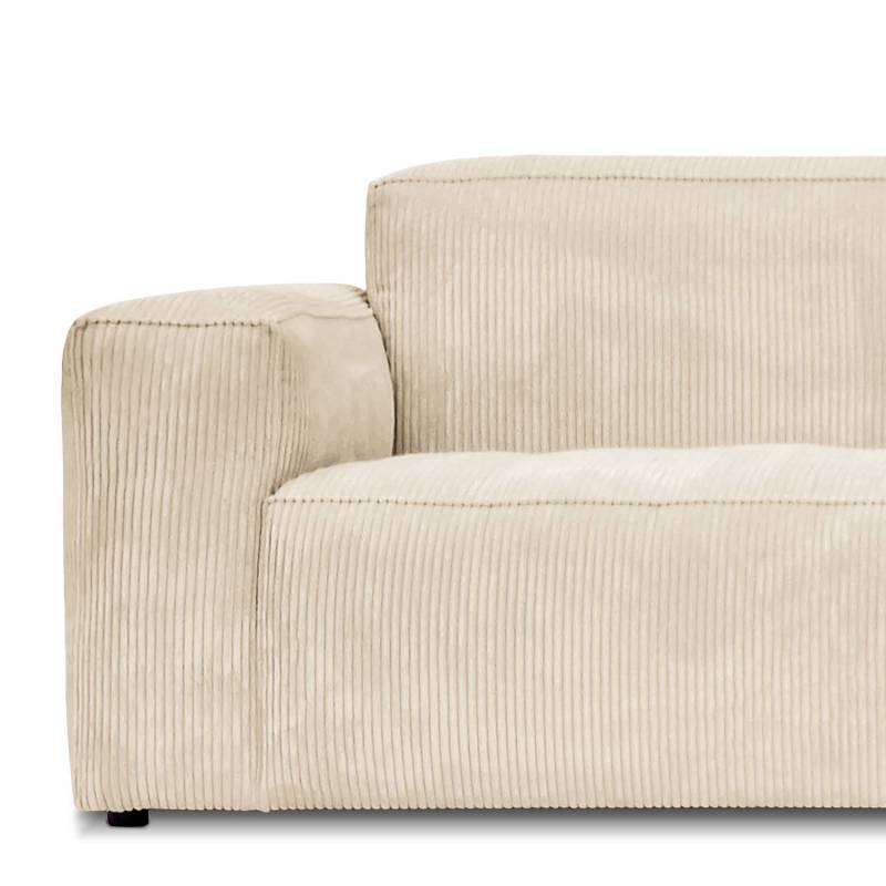 home24 Ecksofa mit Longchair Beige Cordstoff Lola 335 x 75 x 167cm Ecke davorstehend rechts Natur von home24