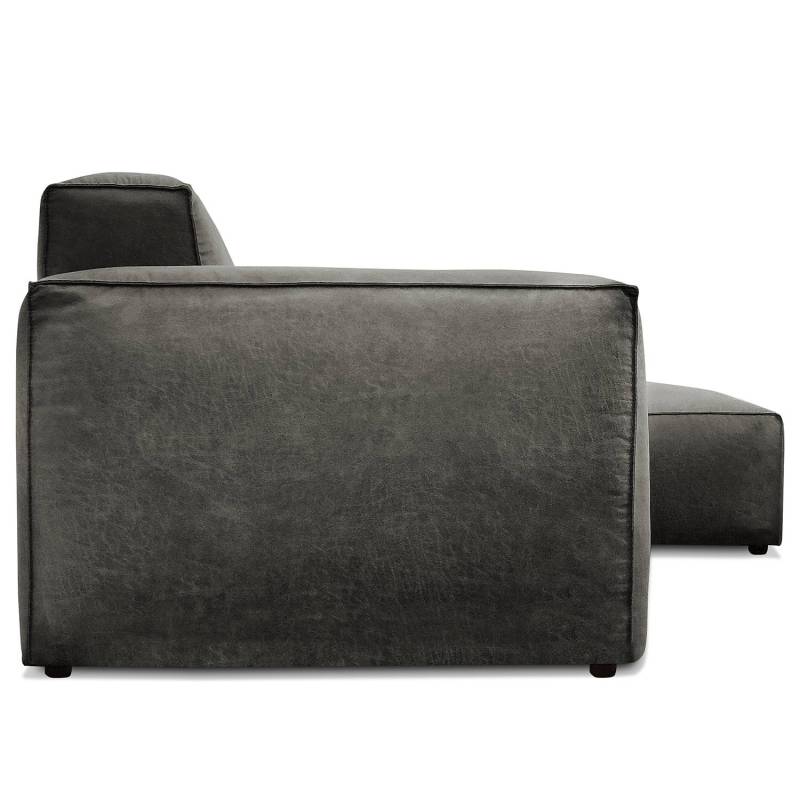 home24 Ecksofa mit Longchair Grau Microfaser Pina 335 x 75 x 167cm Ecke davorstehend rechts Natur von home24