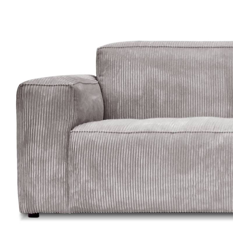 home24 Ecksofa mit Longchair Grau/Silber Cordstoff Lola 335 x 75 x 167cm Ecke davorstehend rechts Natur von home24