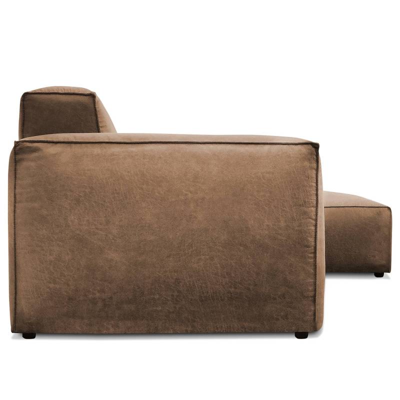 home24 Ecksofa mit Longchair Braun Microfaser Pina 335 x 75 x 167cm Ecke davorstehend rechts Natur von home24