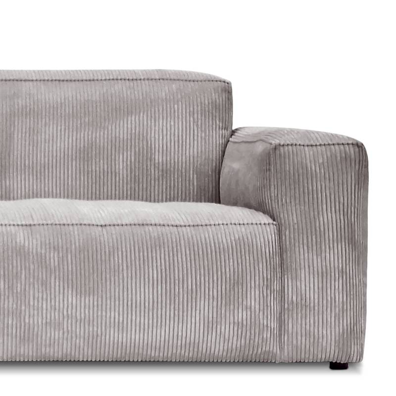 home24 Ecksofa mit Longchair Grau/Silber Cordstoff Lola 335 x 75 x 167cm Ecke davorstehend links Natur von home24