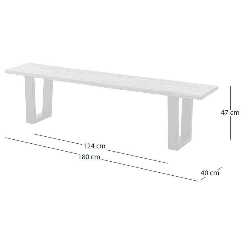 home24 Massive Baumkanten-Sitzbank 180cm Braun/Akazie Braun Trapezförmig Weiß von home24