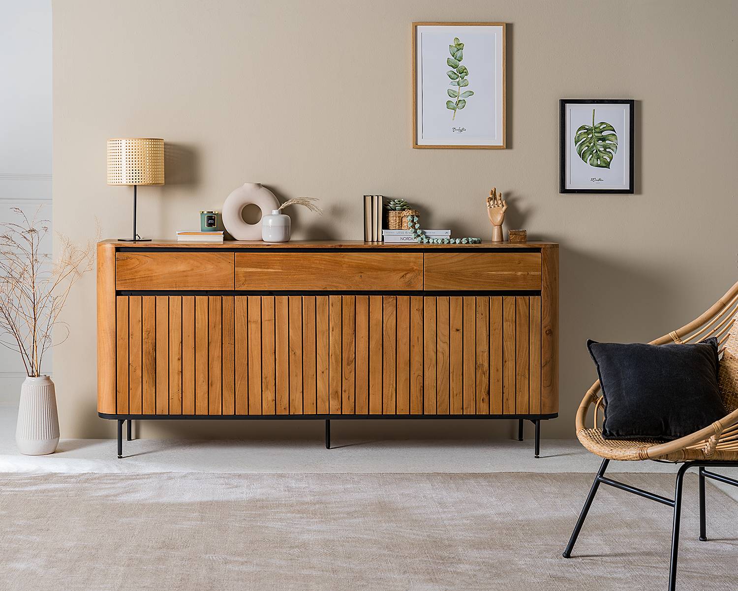 home24 Massives Sideboard 177 x 90 x 42cm Braun/Beige home24 Massives Sideboard 177 x 90 x 42cm Braun/Beige von home24