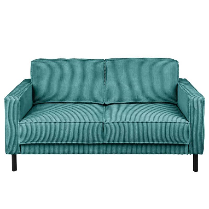 home24 2-Sitzer Sofa Blau Cordstoff Poppy 164 x 86 x 106cm mit Schlaffunktion von home24