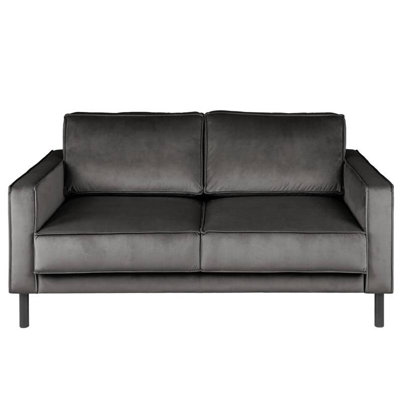home24 2-Sitzer Sofa Grau Samt Ravi 164 x 86 x 106cm mit Schlaffunktion von home24