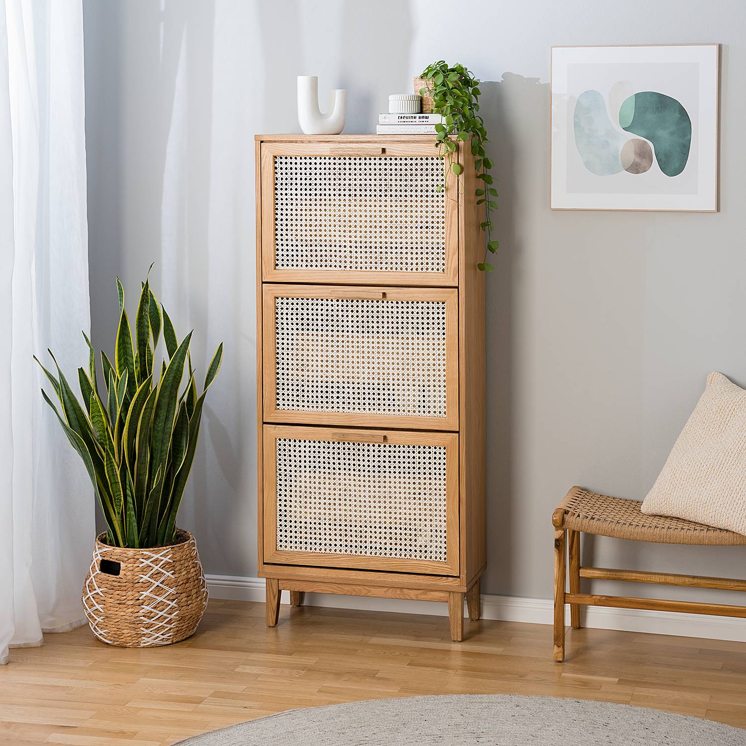 home24 Schuhkipper 65 x 150 x 30cm Braun/Beige von home24