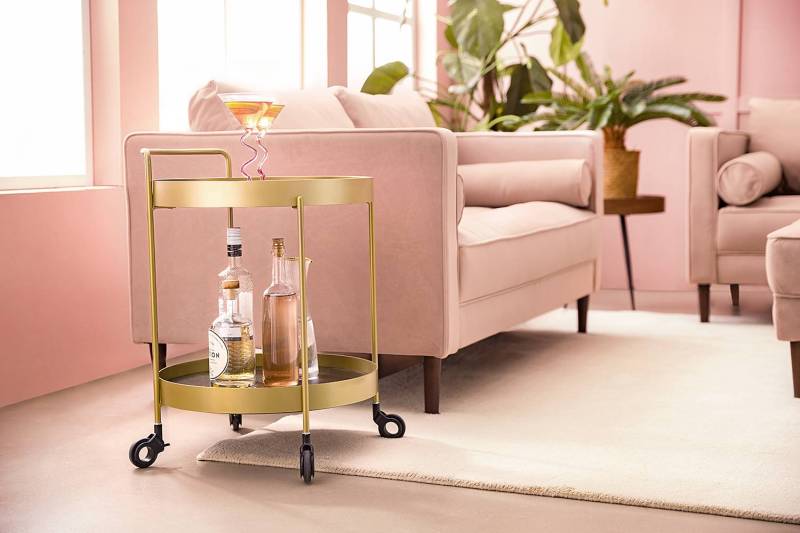 home24 Servierwagen GLENDING 46 x 63 x 47cm Braun/Gold von home24