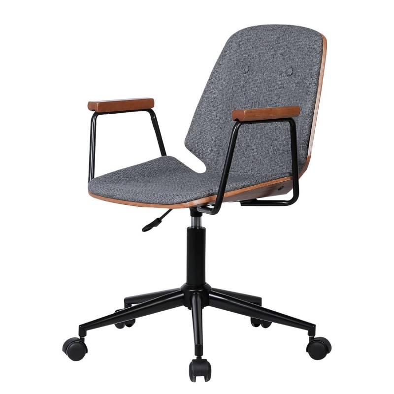 kollected Bürodrehstuhl Ganalu I Webstoff Stahl Grau Walnuss Möbel Stühle von kollected