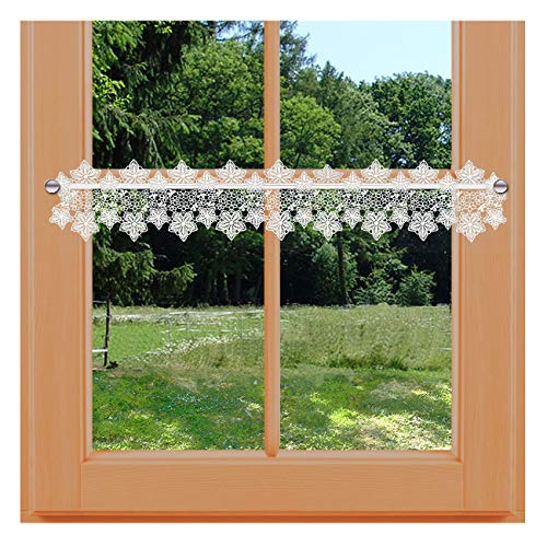 Feenhaus-Spitzenkante Jolanda Vogtländische Spitzenstickerei | Feenhaus-Spitzengardine in Natur - traditionelle Blumenspitze | fein gestickte Scheibengardine Blüten-Motiv Höhe x Breite 13 x 71 cm von kollektion MT