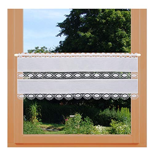 Feenhausgardine Helene Kurzer Scheibenhänger in weiß mit Vogtländischer Spitze & Stangendurchzug aus Kollektion.MT Helena 20 x 80 cm Feenhausgardine Helene Kurzer Scheibenhänger in weiß mit Vogtländischer Spitze & Stangendurchzug aus Kollektion.MT Helena 20 x 80 cm von kollektion MT