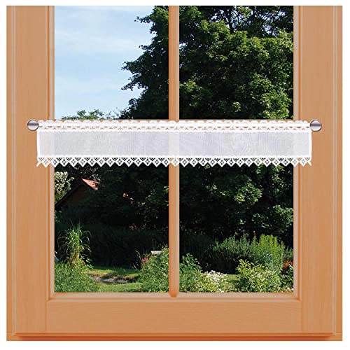 Feenhausgardine Lavina mit Vogtländischer Spitze Landhaus-Scheibengardine in weiß | kurzer Scheibenhänger mit moderner Stickerei-Kante | handgefertigte Kurzgardine | Spitzengardine HxB 13 x 67 cm Feenhausgardine Lavina mit Vogtländischer Spitze Landhaus-Scheibengardine in weiß | kurzer Scheibenhänger mit moderner Stickerei-Kante | handgefertigte Kurzgardine | Spitzengardine HxB 13 x 67 cm von kollektion MT
