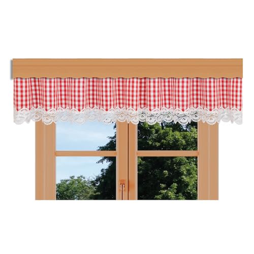 kollektion MT Querbehang Hannah mit Vogtländischer Spitze – hochwertige Landhaus-Gardine rot-weiß kariert | rustikaler Baumwollstoff Blickdicht | Volant mit Reihband Höhe x Breite 30 x 120 cm kollektion MT Querbehang Hannah mit Vogtländischer Spitze – hochwertige Landhaus-Gardine rot-weiß kariert | rustikaler Baumwollstoff Blickdicht | Volant mit Reihband Höhe x Breite 30 x 120 cm von kollektion MT