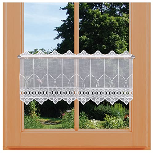 kollektion MT Scheibengardine Mayla Vogtländischer Spitze weiß mit Lochstickerei moderner Scheibenhänger 30 x 64 cm kollektion MT Scheibengardine Mayla Vogtländischer Spitze weiß mit Lochstickerei moderner Scheibenhänger 30 x 64 cm von kollektion MT