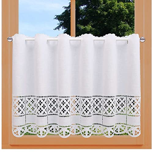 Scheibengardine Petrissa Vogtländische Spitze | Landhaus-Scheibenhänger mit Bohrarbeit in weiß | Kurzgardine im modernen Shabby Chic | zeitloses Panneaux aus Baumwoll-Linon Höhe x Breite 40 x 66 cm Scheibengardine Petrissa Vogtländische Spitze | Landhaus-Scheibenhänger mit Bohrarbeit in weiß | Kurzgardine im modernen Shabby Chic | zeitloses Panneaux aus Baumwoll-Linon Höhe x Breite 40 x 66 cm von kollektion MT