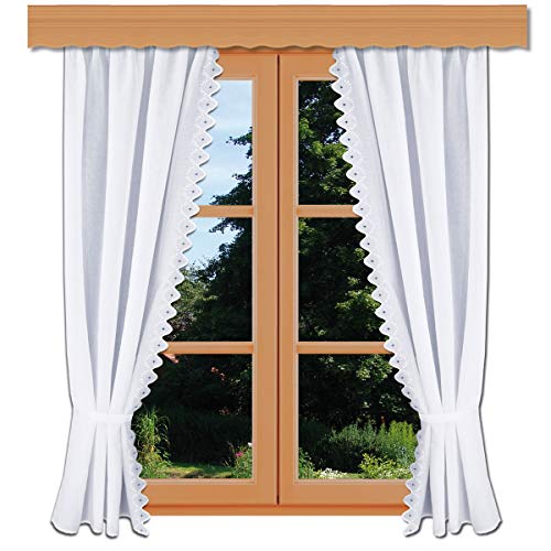 Seitenschalgarnitur Hedi 2-teiliges Set mit Spitzenstickerei Hochwertiges Landhaus-Design weiß-hellblau mit Echter Vogtländischer Spitze Seitenschalgarnitur Hedi 2-teiliges Set mit Spitzenstickerei Hochwertiges Landhaus-Design weiß-hellblau mit Echter Vogtländischer Spitze von kollektion MT