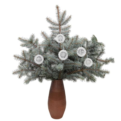 Spitzenanhänger Besinnlichkeit aus Echter Plauener Spitze 5er Set festlicher Baumbehang Winter & Weihnachten ca. 7 cm von kollektion MT