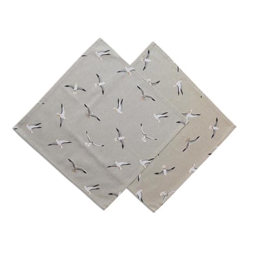 Stoff-Servietten Ilma mit Möwen im 2er Set - hochwertige Baumwollservietten in Natur mit maritimem Design | weiche Landhaus-Tischdeko Platzdeckchen je 40 x 40 cm Stoff-Servietten Ilma mit Möwen im 2er Set - hochwertige Baumwollservietten in Natur mit maritimem Design | weiche Landhaus-Tischdeko Platzdeckchen je 40 x 40 cm von kollektion MT