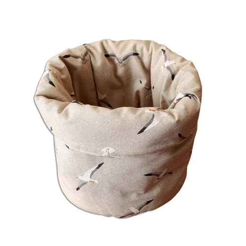 Stoffkorb Ilma mit Möwen – hochwertiger Aufbewahrungskorb in natur maritimes Design | stabiles Utensilo | Brotkörbchen für Brot, Brötchen und Gebäck | langlebig und pflegeleicht ca. 28 x 25 cm von kollektion MT