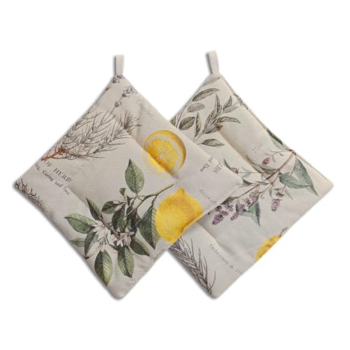 Topflappen Kräutercharme Liora – hochwertiger Hitzeschutz im 2er Pack | dick gefütterter Untersetzer mit Zitronen und Küchen-Kräutern | 2 quadratische Küchenhelfer in Leinen-Optik Topflappen Kräutercharme Liora – hochwertiger Hitzeschutz im 2er Pack | dick gefütterter Untersetzer mit Zitronen und Küchen-Kräutern | 2 quadratische Küchenhelfer in Leinen-Optik von kollektion MT
