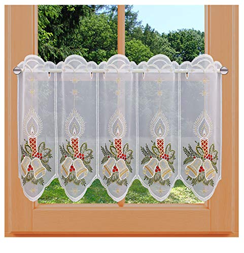 kollektion MT Weihnachts-Scheibengardine Advent Kerzen mit Glocken Landhaus-Spitzengardine aus Vogtländischer Spitze 45 cm Höhe kollektion MT Weihnachts-Scheibengardine Advent Kerzen mit Glocken Landhaus-Spitzengardine aus Vogtländischer Spitze 45 cm Höhe von kollektion MT
