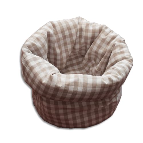 Stoffkorb Hannah – hochwertiger Aufbewahrungskorb beige-weiß kariert | stabiles Utensilo im Landhaus-Stil | Brotkörbchen für Brot, Brötchen und Gebäck | langlebig und pflegeleicht ca. 28 x 25 cm von kollektion MT