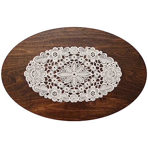 kollektion MT Deckchen Annegret Echte Plauener Spitze handgefertigte Wickeldecke in Natur Tischdecke mit Blumen 25 x 15 cm oval von kollektion MT